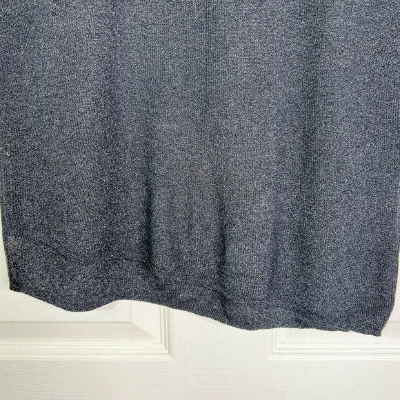 Zara Womens Black Metallic Crew Neck Pullover Asymmetrical Knit Sweater Sz M - Picture 6 of 9